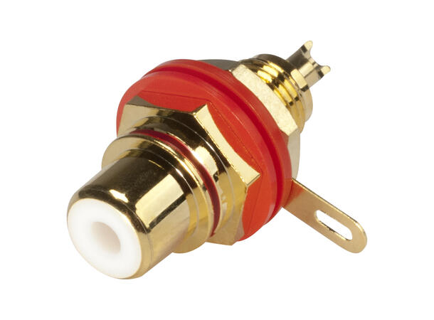 HICON HI-CEF01-RED RCA hun for chassis Rød fargering. Loddetilkobling