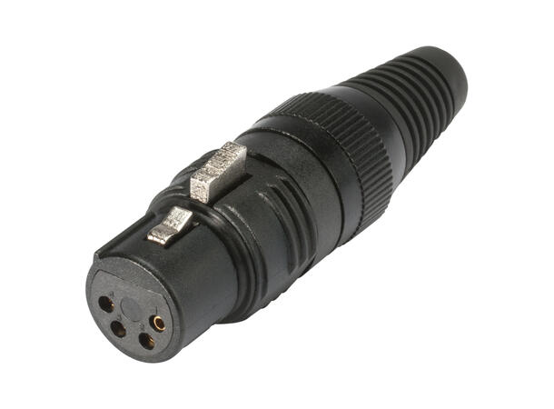 HICON HI-X4CF-G 4-pin XLR hun for kabel Sort. Metall bakstykke. Gullplat. kont.