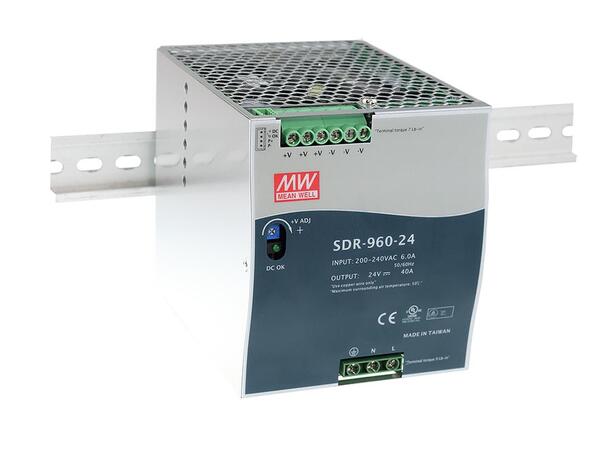 MEANWELL Strømforsyning 24VDC, 960W DIN rail