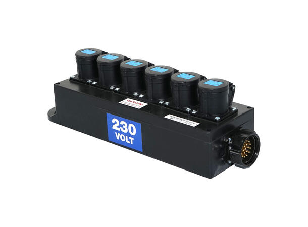 PCE Socapex Breakout Box 19-Pin to 6 x 16A Sockets