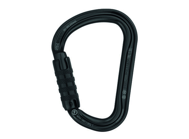 PETZL WILLIAM Karabinkrok med triactlås 27kN, sort, aluminium, selvlåsende
