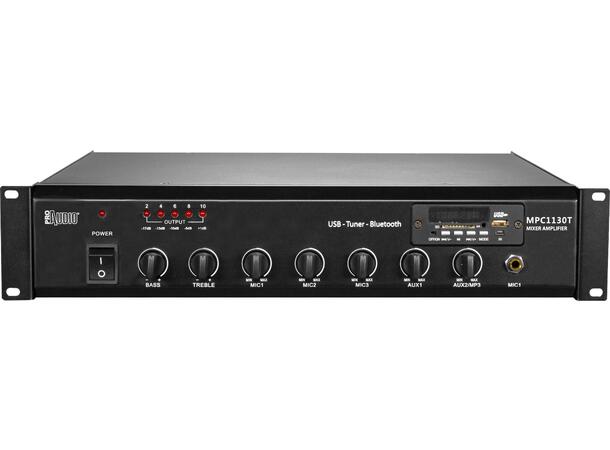 PROAUDIO MPC1130T Mkserforsterker 130W Lavohmig eller 70/100V. 19"/2U