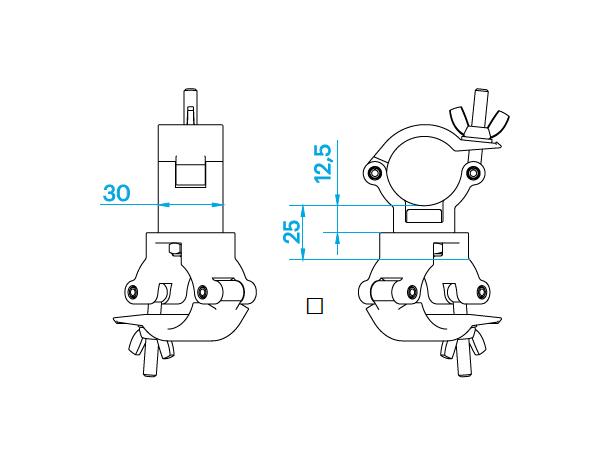 PROLYTE CLP-P436B Swivel clamp Swl 160Kg (Sf8:1), Sort, Ø32-35mm Rør
