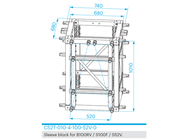 PROLYTE CT-Tårn Sleeveblock C52T-010 4-Veis, Alu, U/Koblinger, 100/52V