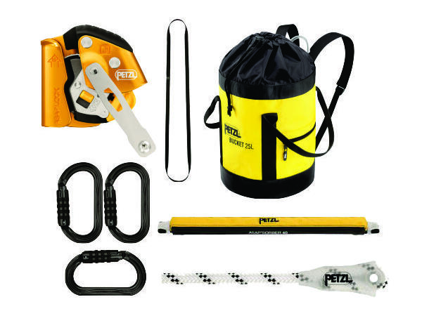 Petzl ASAP Lock Vertikallinepakke 10m Lås, med bag til tau
