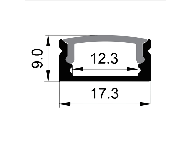 SBL Diffusor 17.3x9 mm Profil 2 meter, Opal PMMA