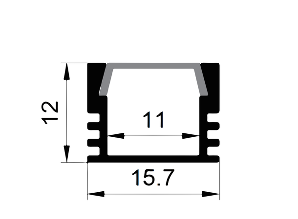 SBL Diffusor til 15 x 12 mm. Profil 2 meter, Opal PMMA