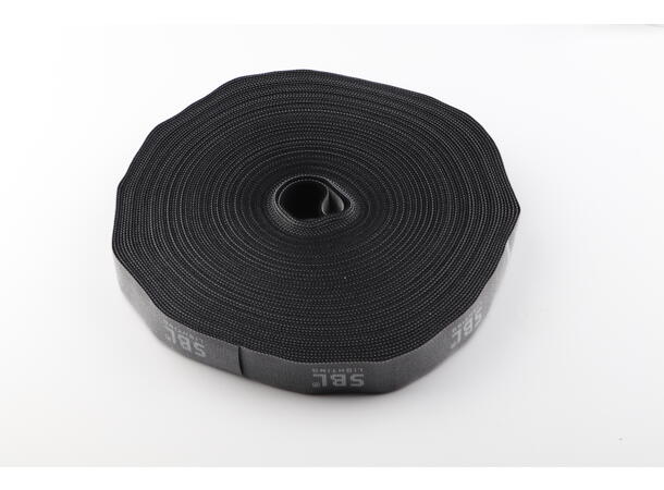 SBL Hook & Loop Borrelås 25mm x 25m Sort. Med SBL logo