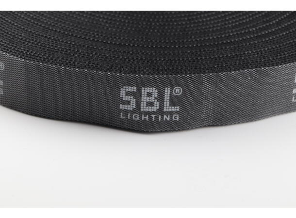 SBL Hook & Loop Borrelås 25mm x 25m Sort. Med SBL logo