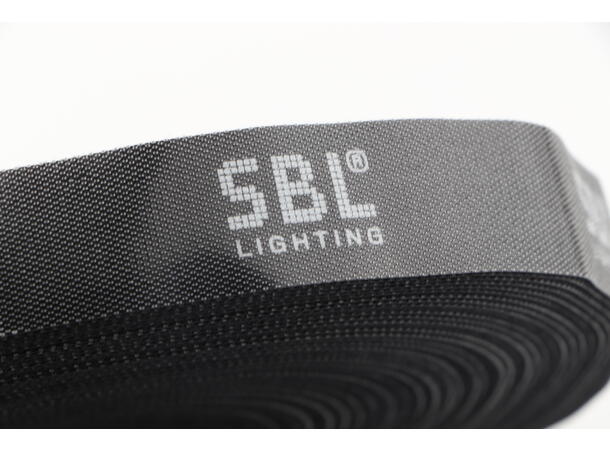 SBL Hook & Loop Borrelås 25mm x 25m Sort. Med SBL logo