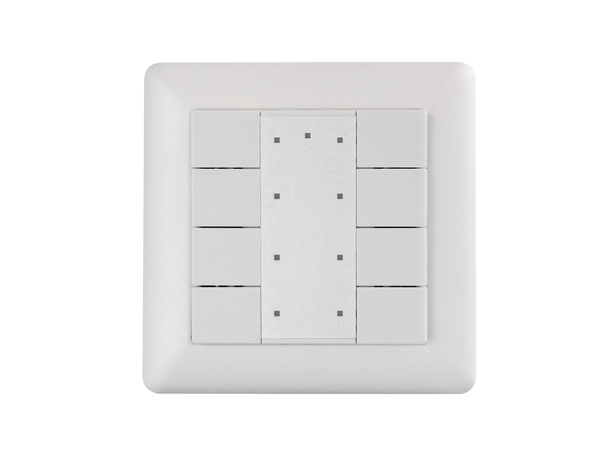 SBL KNX panel med 8 knapper Switch og dim. Glasspanel