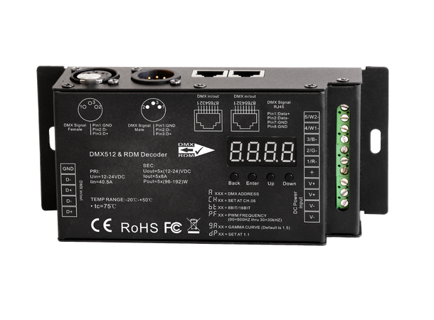 SBL LED-driver, 5 kanaler Maks 5 x 8A.12-24VDC inn. DMX/RDM