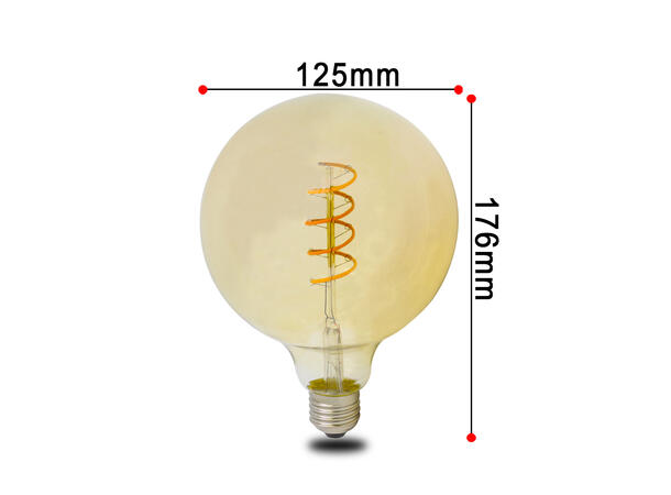 SBL LED filament pære E27, 4W. 2200K Ra>95. Ø125mm x H 176mm. Amber glass