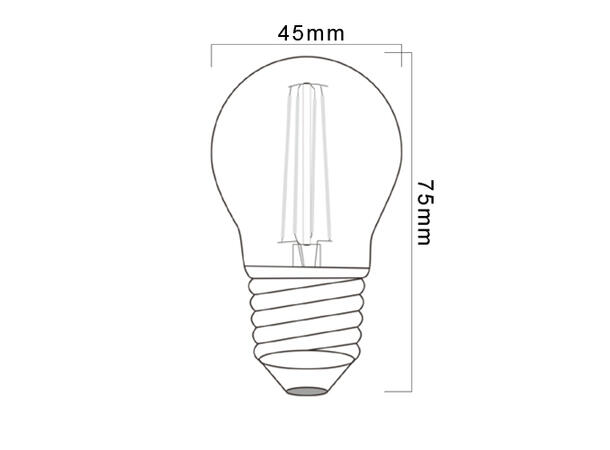 SBL LED filament pære E27, 6W. 2700K Ra>80. Ø45mm x 75mm. Klart glass