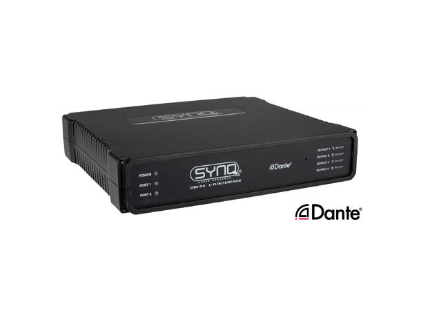 SYNQ DBI-04 Dante Audio bridge 4 x Balansert ut, 8 x 8 Matrix, GPI/GPO