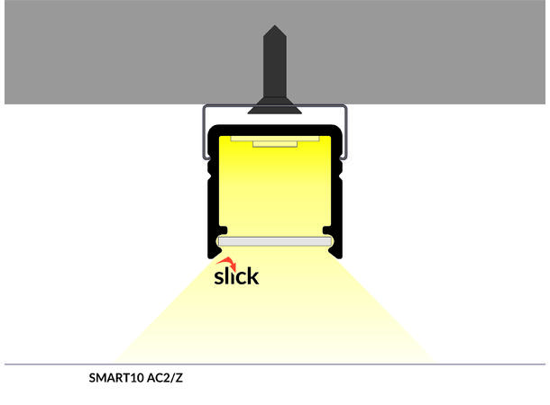 TOPMET Aluprofil SMART10_A 12x12mm 2m, Sort, Opal diffusor