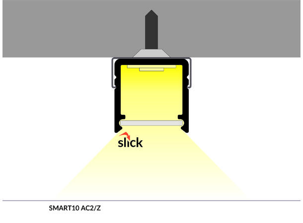 TOPMET Aluprofil SMART10_A 12x12mm 2m, Sort, Opal diffusor
