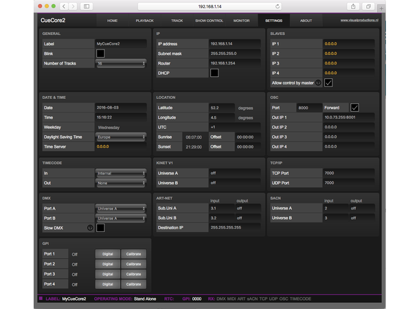 VISUAL PRODUCTIONS CueCore2 Multiprotokoll lysstyring, 2 univers