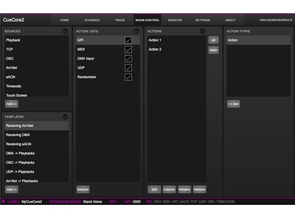 VISUAL PRODUCTIONS CueCore2 Multiprotokoll lysstyring, 2 univers