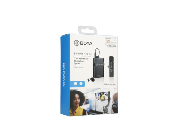 BOYA BY-WM4 PRO-K3 trådløst mikr.syst 1 kanal. 2.4GHz. Lighting plugg for IOS