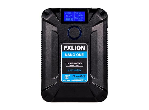 FXLION V-lock Nano One batteri 14.8V, 50Wh. D-tap, USB-A, USB-C inn/ut