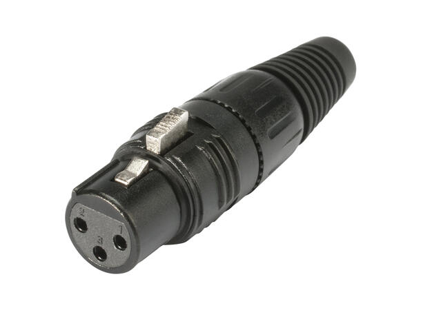 HICON HI-X3CF-B 3-pin XLR hun for kabel Sort. For kabel Ø4.0-8.5mm