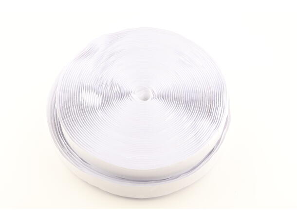 KAGU Borrelås m/tape 12,5mm x 10m, Hvit Hook & Loop, begge med dobbelsidig tape