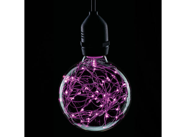 PROLITE LED Filament pære, Globe E27 1.7W, Ikke dimbar, Star, Magenta