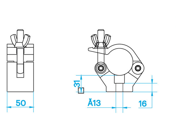 PROLYTE CLP-P535B Clamp Swl 750Kg (Sf8:1), Sort, Ø48-51mm Rør