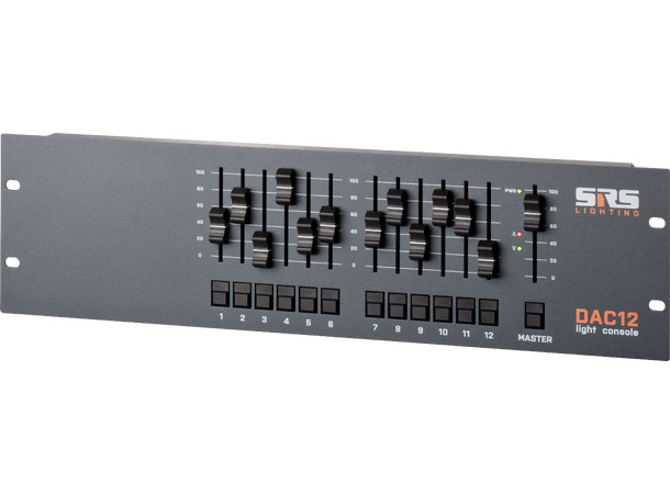 SRS DAC12-8 Faderkontroller 12 kanaler 3 & 5-Pin DMX. Inkludert strømforsyning