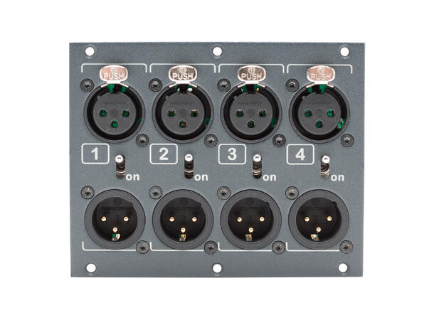 SYSBOXX SYC3-3161 Frontpanel 4x XLR3m + 4x XLR3f, m/ bryter