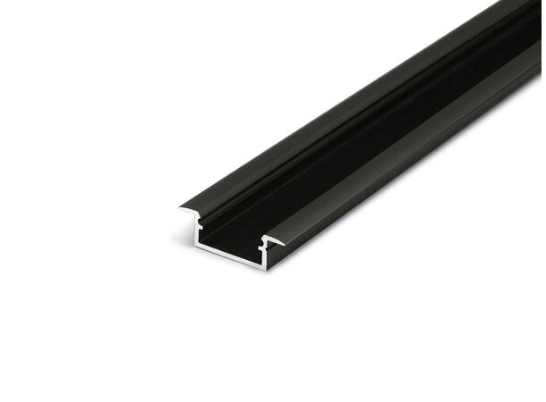 TOPMET Aluprofil BEGTIN12_J 21,3x6,6mm 2m, Sort, Opal diffusor