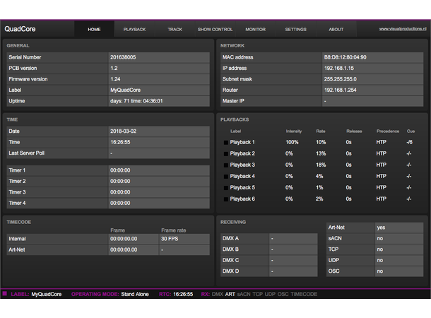 VISUAL PRODUCTIONS QuadCore Multiprotokoll lysstyring, 4 univers