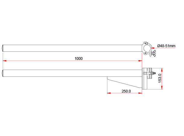 DOUGHTY heavy duty boom arm 1 meter. SWL 50Kg