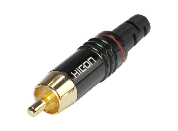 HICON HI-CM06-RED RCA han for kabel Rød fargering. For kabel Ø4-6mm