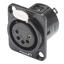 HICON HI-X5DF-G 5-pin XLR hun chassis Sort. D-panel. Gullplaterte kontakter