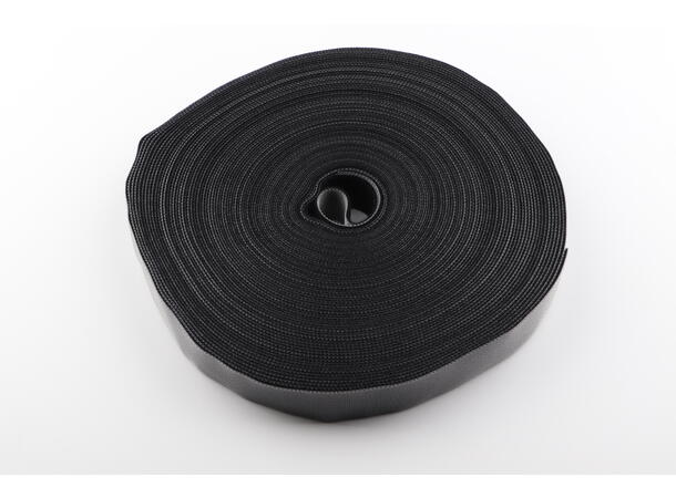 KAGU Hook & Loop Borrelås 25mm x 25m Sort. Uten logo