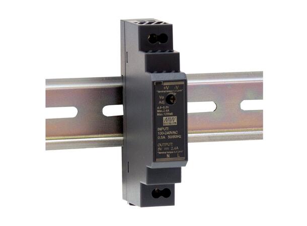 MEANWELL Strømforsyning 24VDC, 15W DIN rail. Lav type
