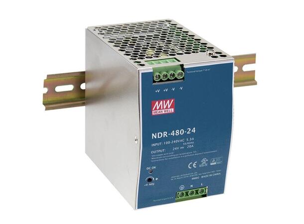 MEANWELL Strømforsyning 24VDC, 480W DIN rail
