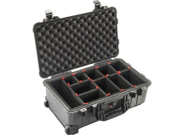 PELI™ 1510, Med skum og hjul, Sort Innv. mål: 502 x 279 x 193mm, Carry-on