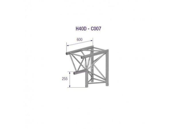 PROLYTE H40D-C007 Trekant hjørne 2-Veis 90°, Alu, Ø48x3mm, Inn