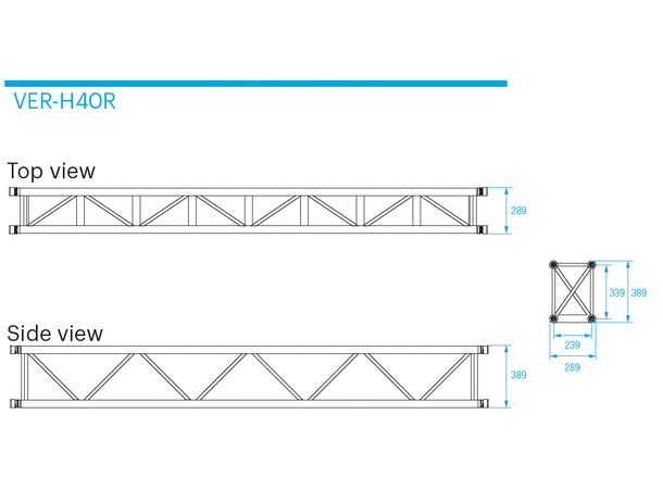 PROLYTE VER-H40R-L250 Verto firkanttruss 250cm, Alu, Ø48x3mm, For Vertokobling