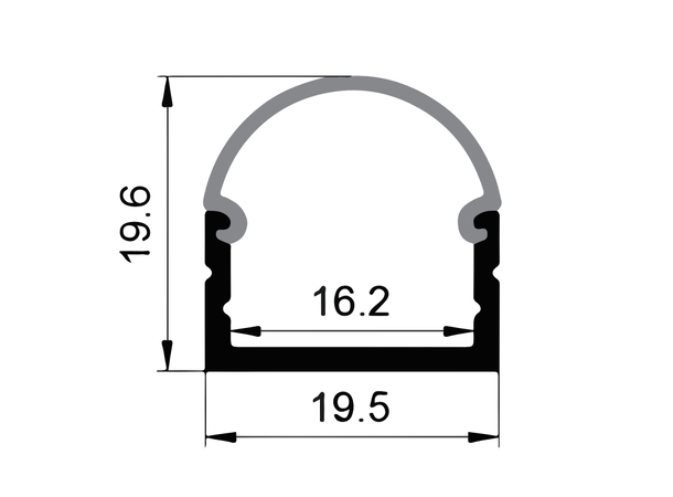 SBL Aluprofil  19.5x19.6 mm. 2 meter, Sort