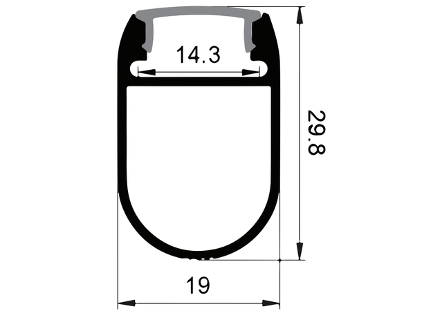 SBL Aluprofil  19 x 29.8 mm. 2 meter, Sort