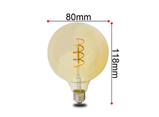 SBL LED filament pære E27, 4W. 2200K Ra>95. Ø80mm x H 118mm. Amber glass