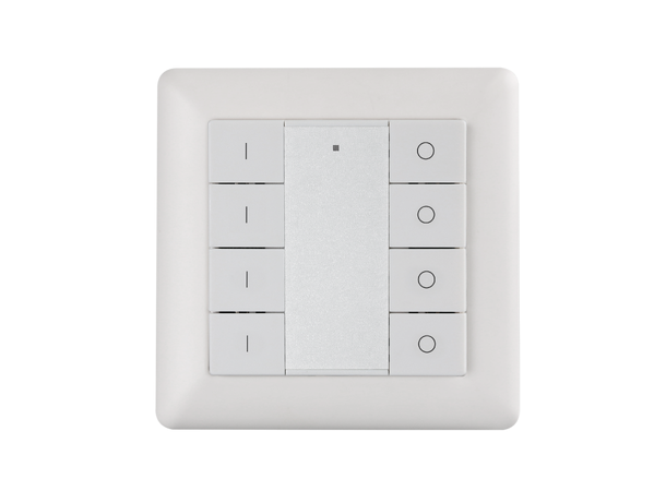 SBL Zigbee veggkontroller 4 Soner Dimmer 0.1-100%. CR2450 batteri (ink.)