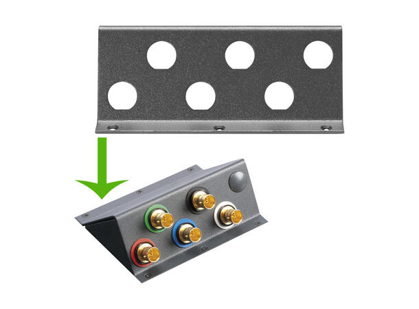 SYSBOXX SYFB23-6BNC-A Frontpanel 6x 12,5mm hull (1/2"), vinklet. For BNC.