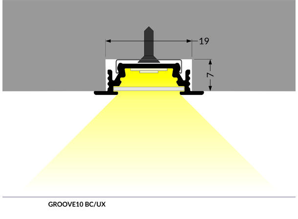 TOPMET Aluprofil GROOVE10_C 24x7mm 2m, Sort, Opal diffusor
