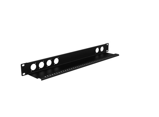 Caymon Panel, 6 Hull D-size, strekkavlas 19" panel, 1 unit, Sort. m/strekkavlast