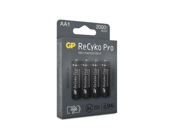 GP ReCyko Pro AA-batteri, 2000mAh, 4-pk Et NiMH oppladbart AA-batteri